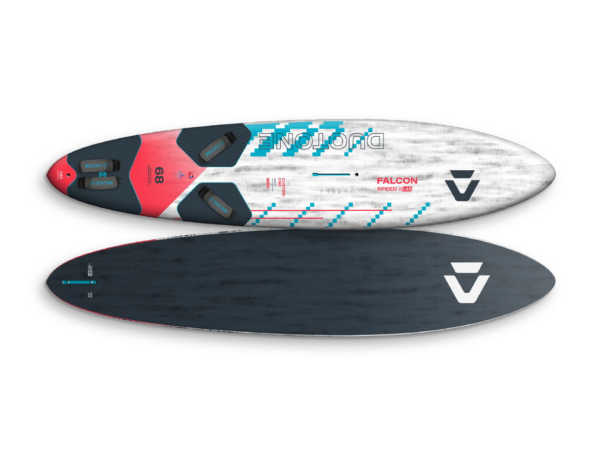 Two surfboards, one white with red accents, one black.