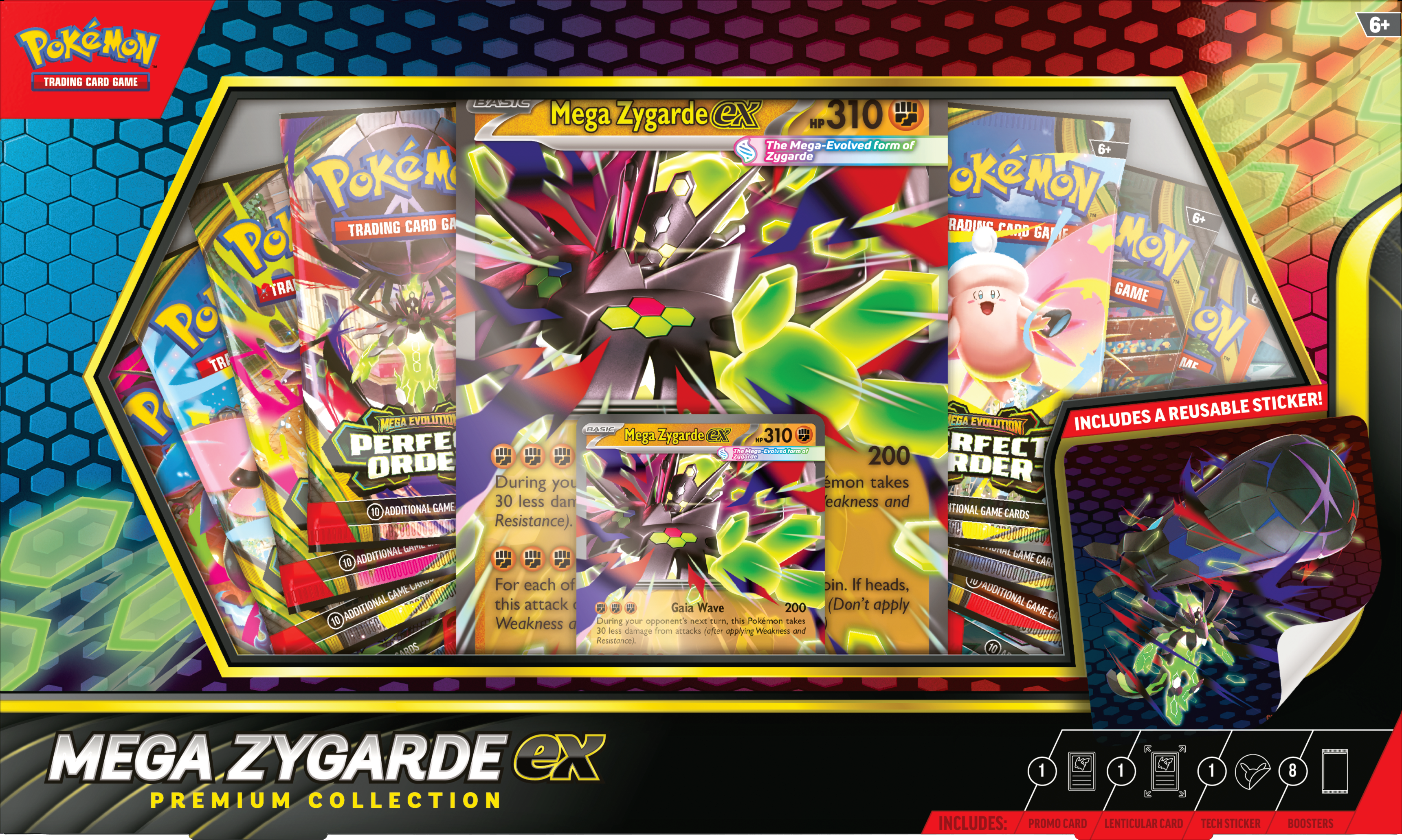 A full product shot of the Mega Zygarde ex Premium Collection.