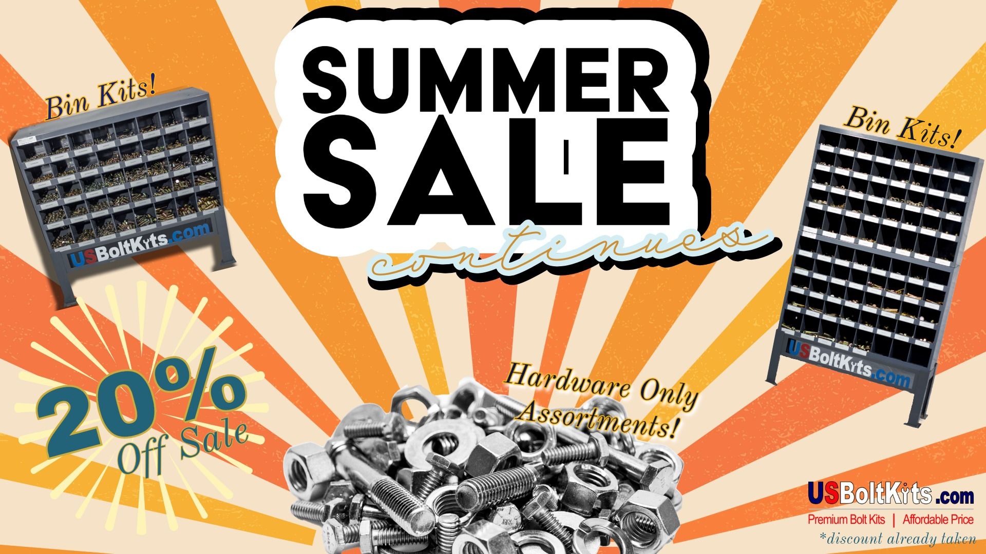 SALE HARDWARE BOLTS BINS FASTENERS KITS