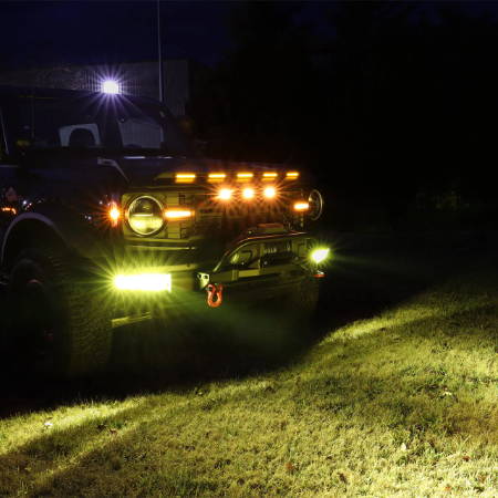 Ford Bronco with IAG Off-Road 4 Lamp Fog Light Kit installed, night view
