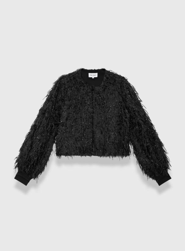 Corvetto Feather Jacquard Bomber Jacket Black
