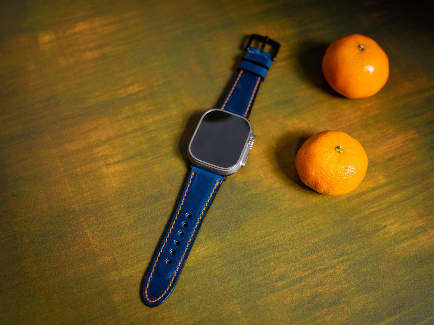 BLUE LEATHER APPLE WATCH BAND - leather gift for him