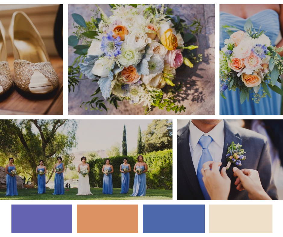 Very Peri Wedding Color Pallet With Peach