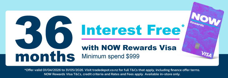 36 months interest-free with NOW Rewards Visa, minimum spend $999.