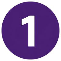 Purple circle with the number one in white font.