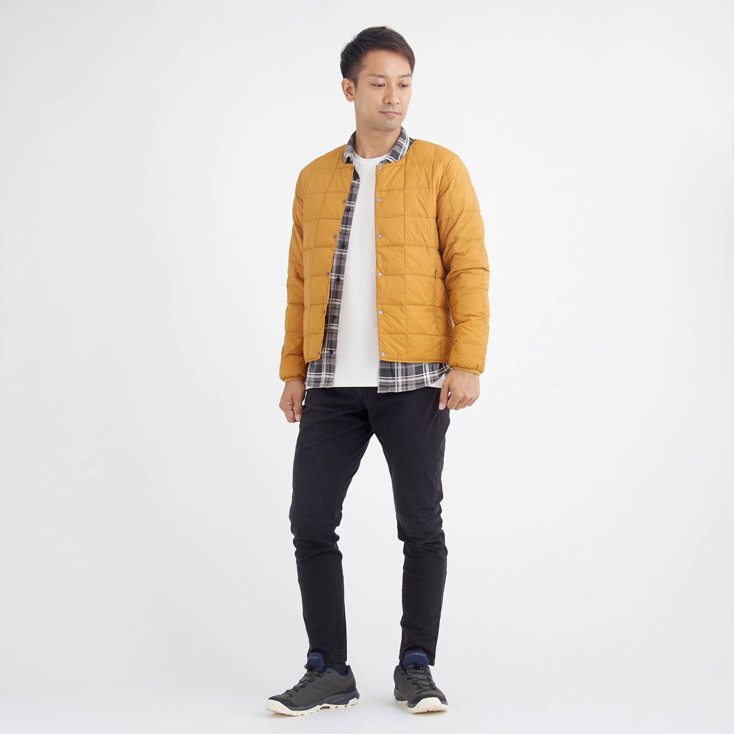 TAION（タイオン）/クルーネックボタンダウンジャケット/オレンジ/MENS