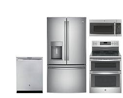 Group of stainless steel appliances