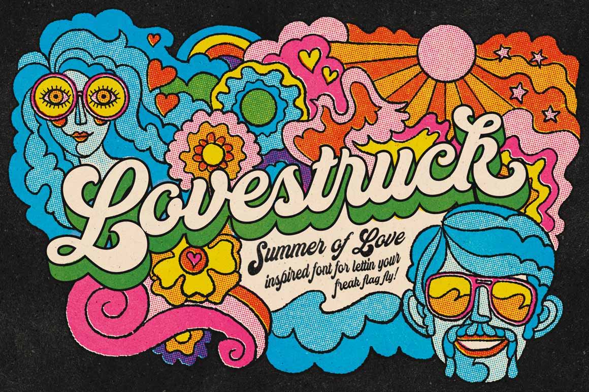 Lovestruck groovy retro font by RetroSupply Co.