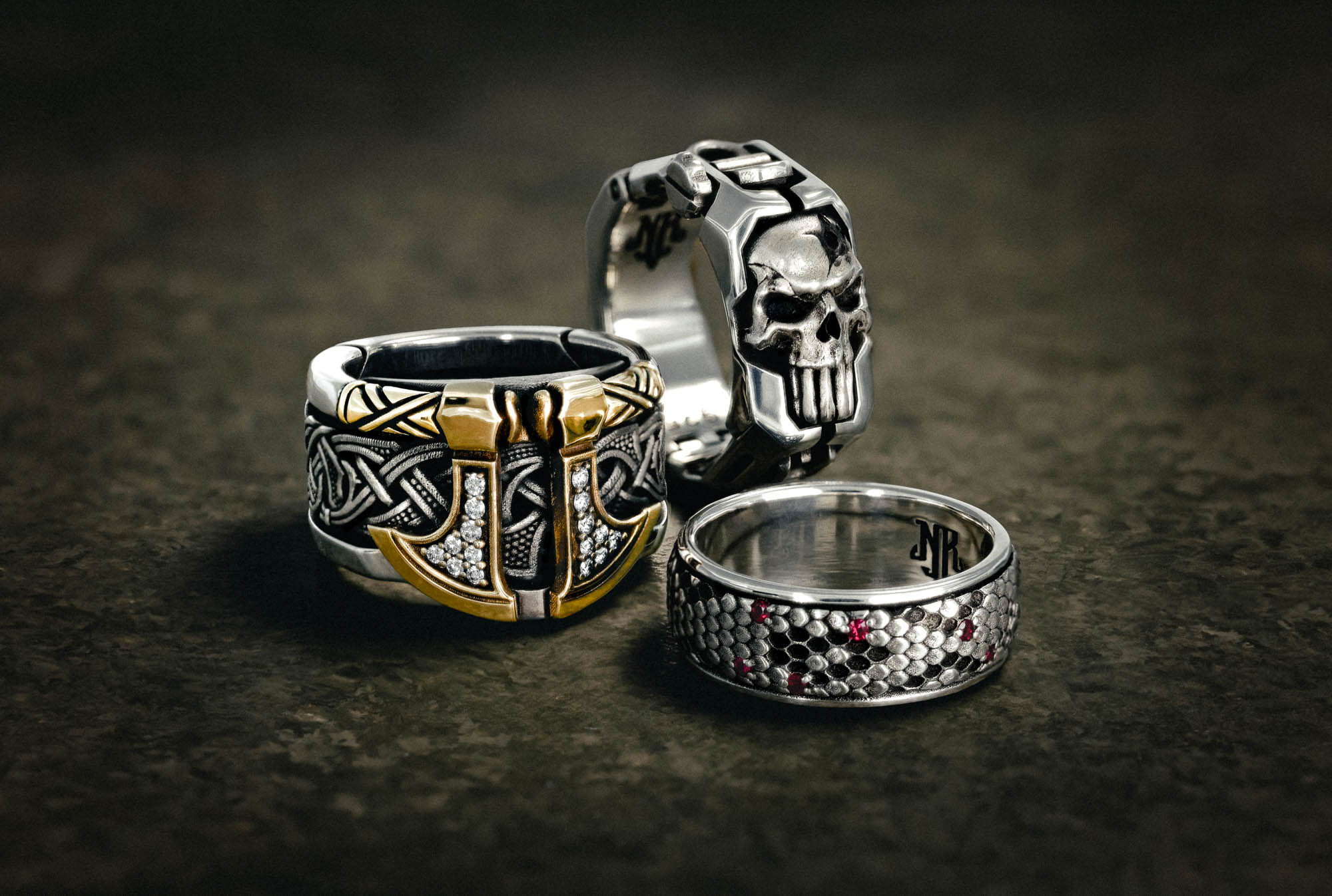 Three NightRider Men's Rings