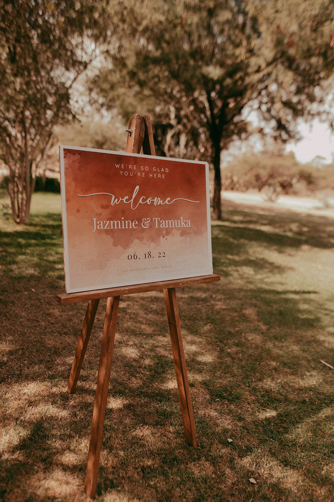 Welcome sign at wedding