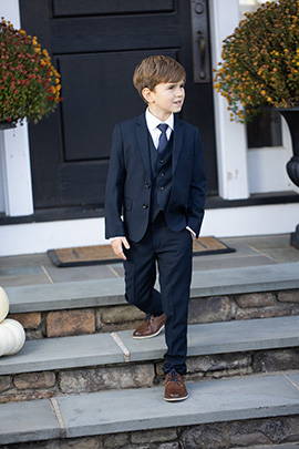 Tuxedo suit dotted black or navy Blue for Child 3 pieces or 6 pieces