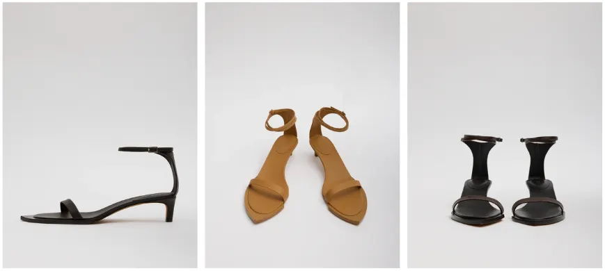Three pairs of stylish women's shoes on a white background.