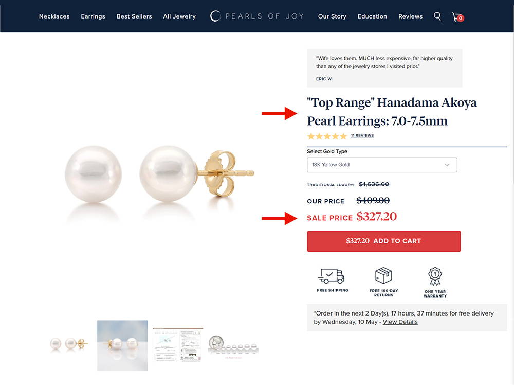 Hanadama Akoya Pearl Earrings price comparison