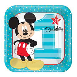 Image of square Mickey Mouse fun to be one plate. Shop all Mickey Mouse fun to be one party supplies. 