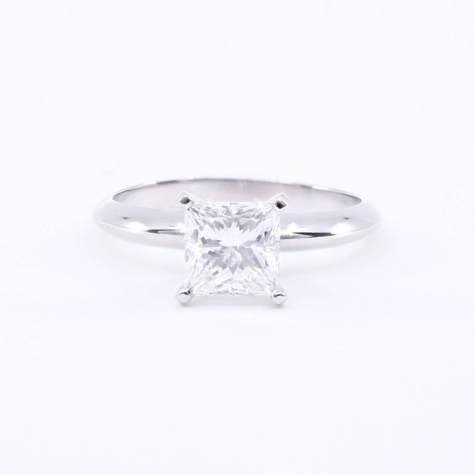 14k white gold princess-cut diamond solitaire engagement ring