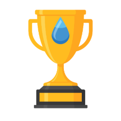Gold Trophy with Blue Waterdrop