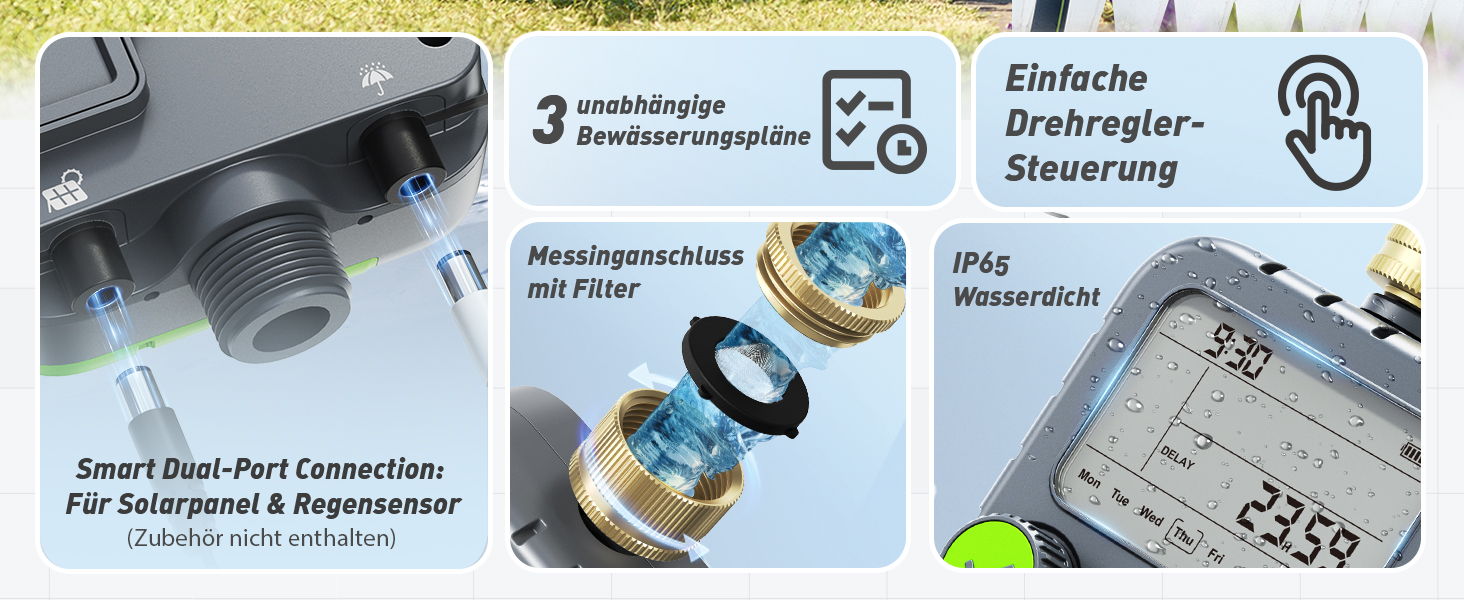 Product features with connection ports and measurement tools.