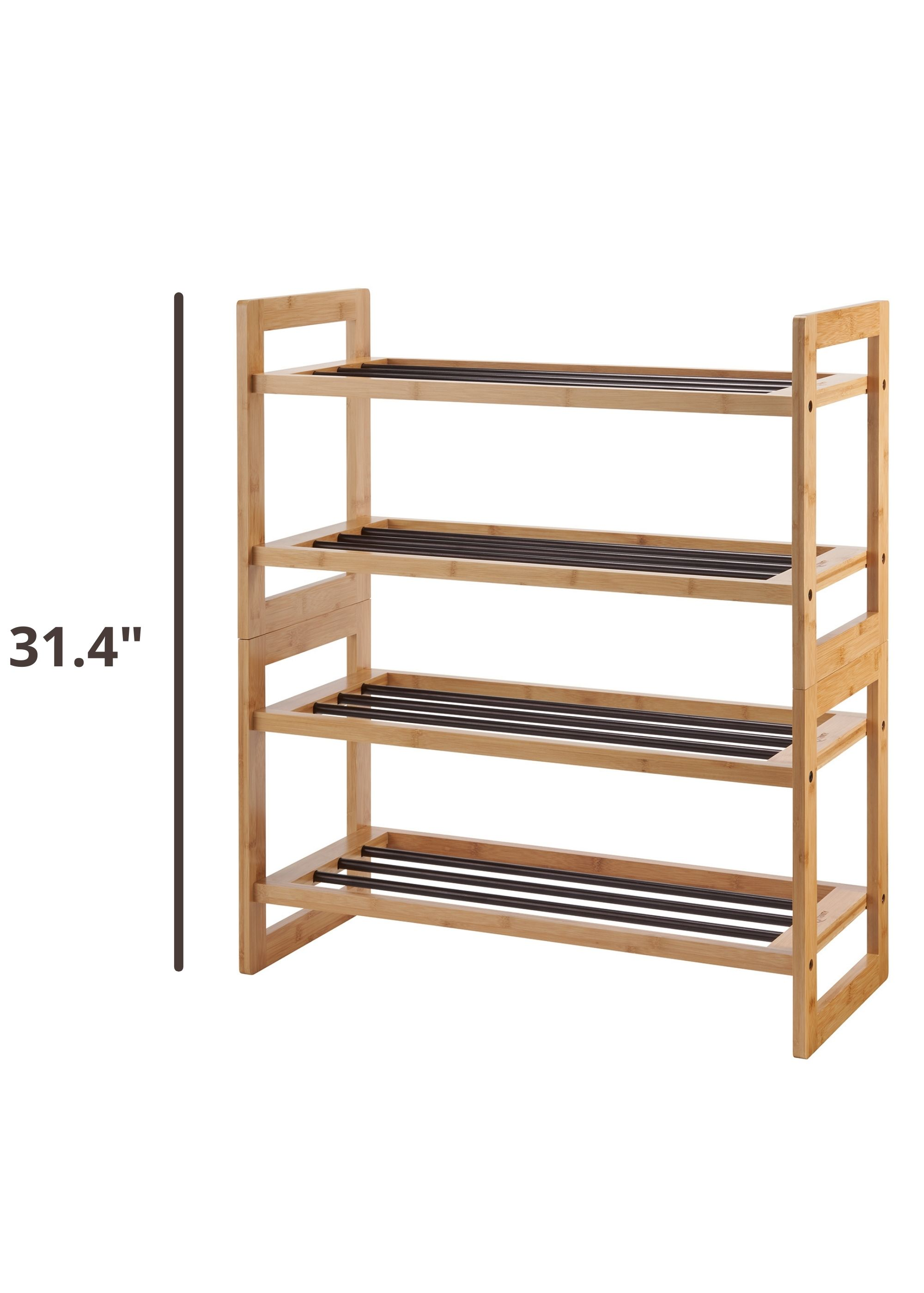 31.4 inches overall height when two shoe racks are stacked