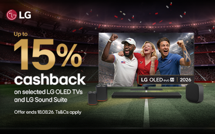 Promotional image for LG with cashback offer on TVs and soundbars.