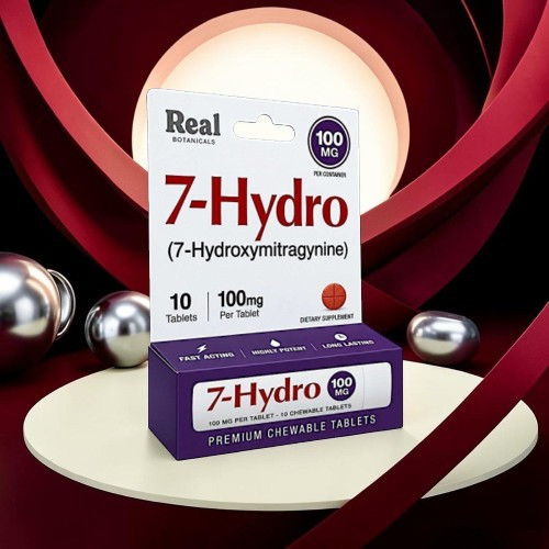 Package of 7-Hydro tablets displayed on a decorative surface.