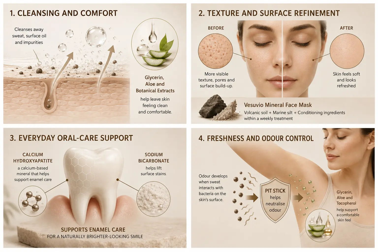 Four mineral and marine ingredient groups used across the UR Daily Mineral Ritual