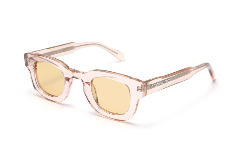 side flat lay image of Juno Pink acetate sunglasses