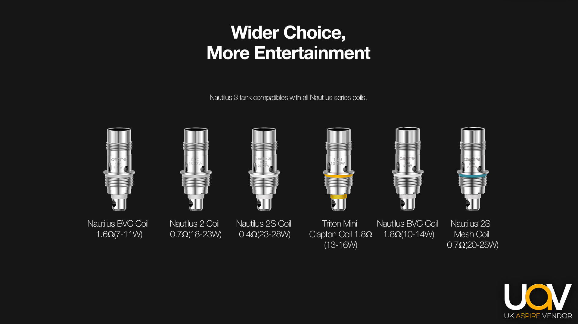 Wider Choice, More Entertainment  Nautilus 3 tank compatibles with all Nautilus series coils.
