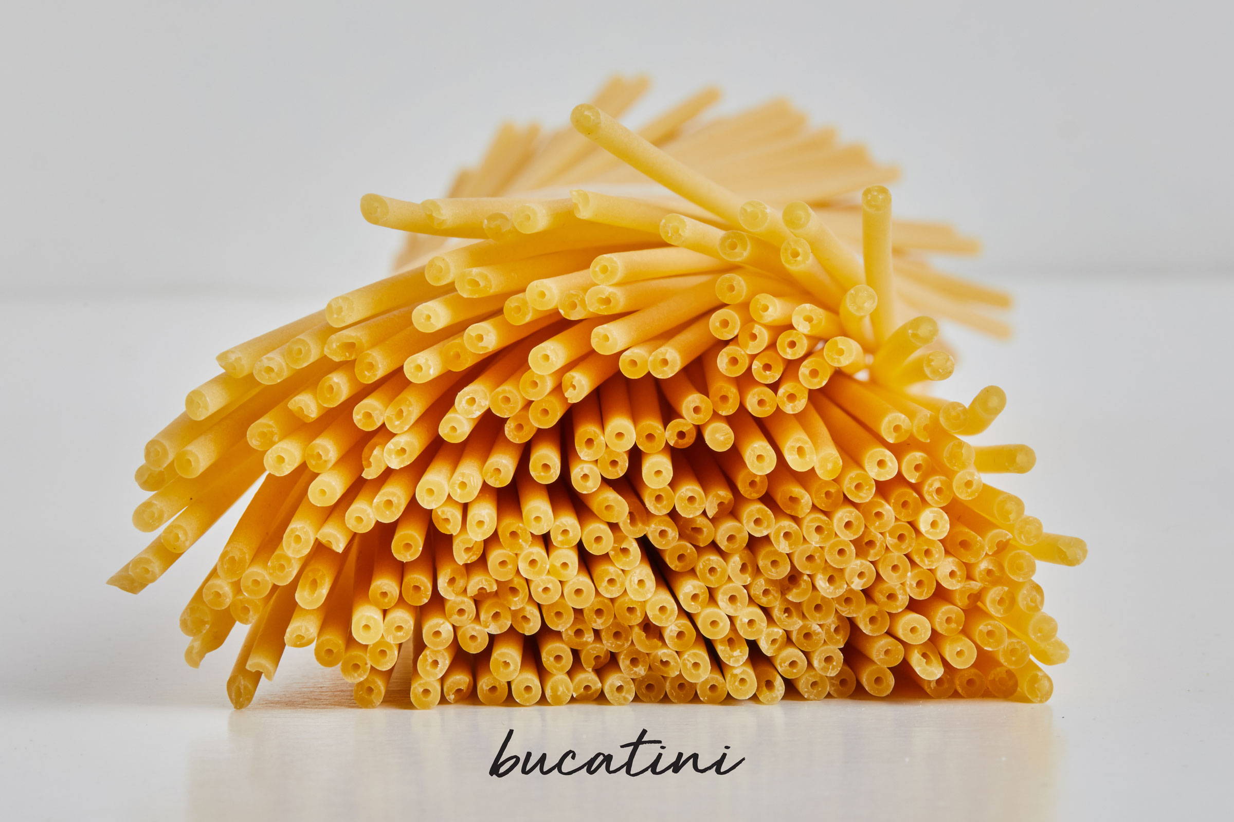 Bundle of uncooked bucatini pasta