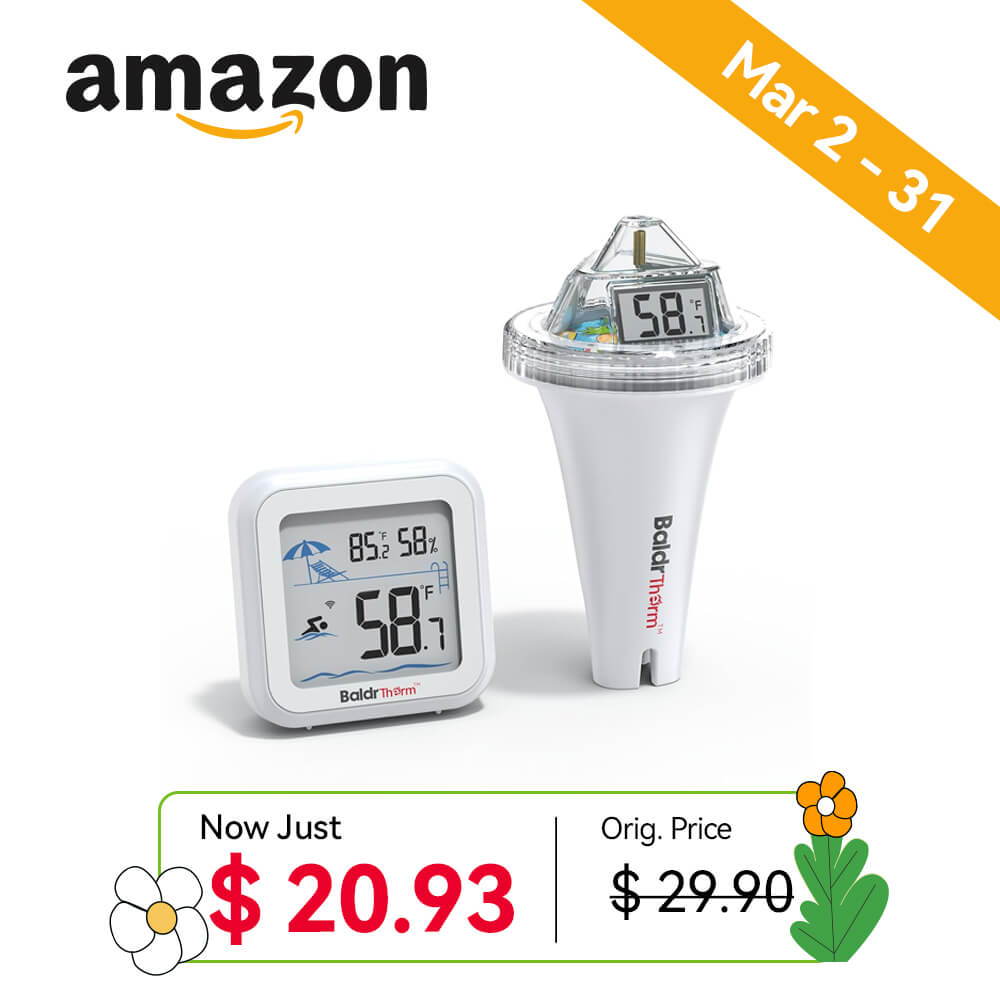 Promotional image of a thermometer with price details and sale dates.