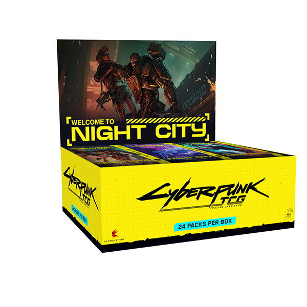 Display box for Cyberpunk 2077 trading cards with 
