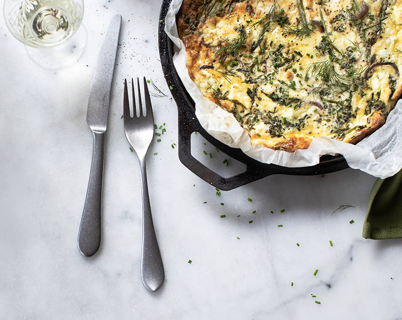 Broccoli & Feta Frittata with Fresh Summer Herbs