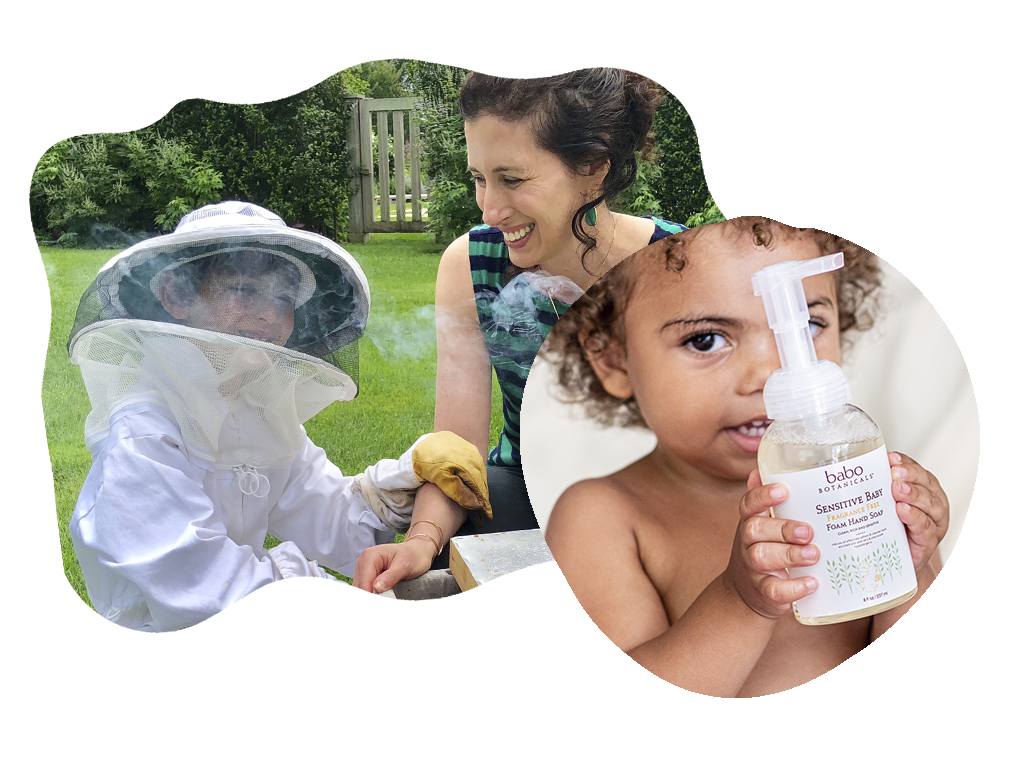 A collage of happy children with Babo Botanicals Sensitive Baby Foam Hand soap