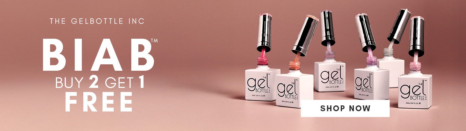 Promotional image for BIAB nail products, featuring a buy 2, get 1 free offer.
