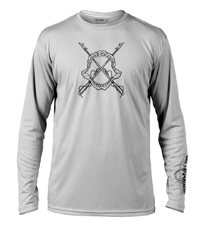 Briny SeaGuard Custom fishing shirts premium performance with company logo boat name and fish graphics