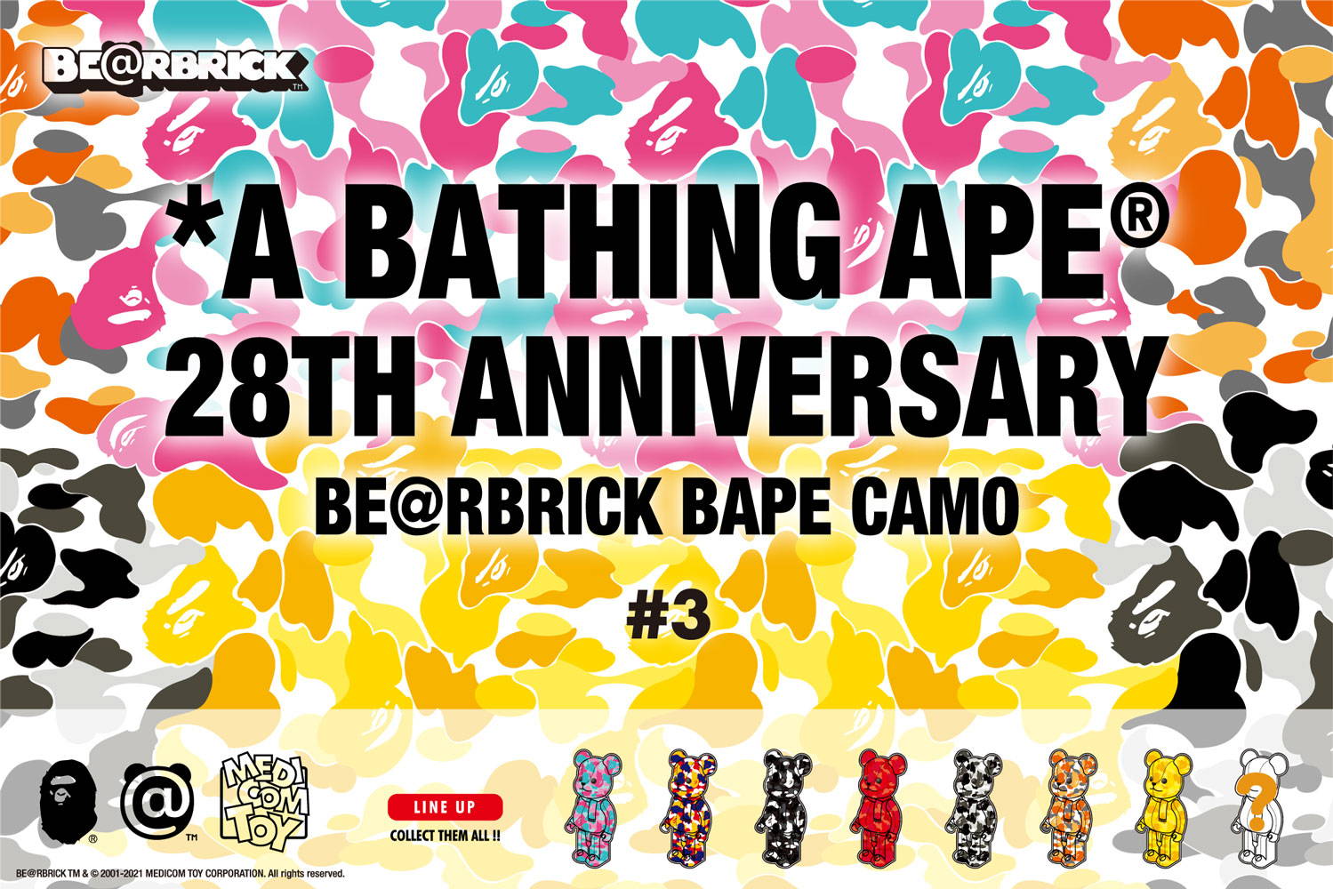 ベアブリック新品未開封BATHING 28TH BE@RBRICK BAPE CAMO #3