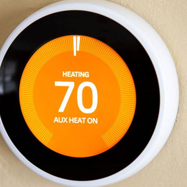 heat pump thermostat showing AUX heat setting