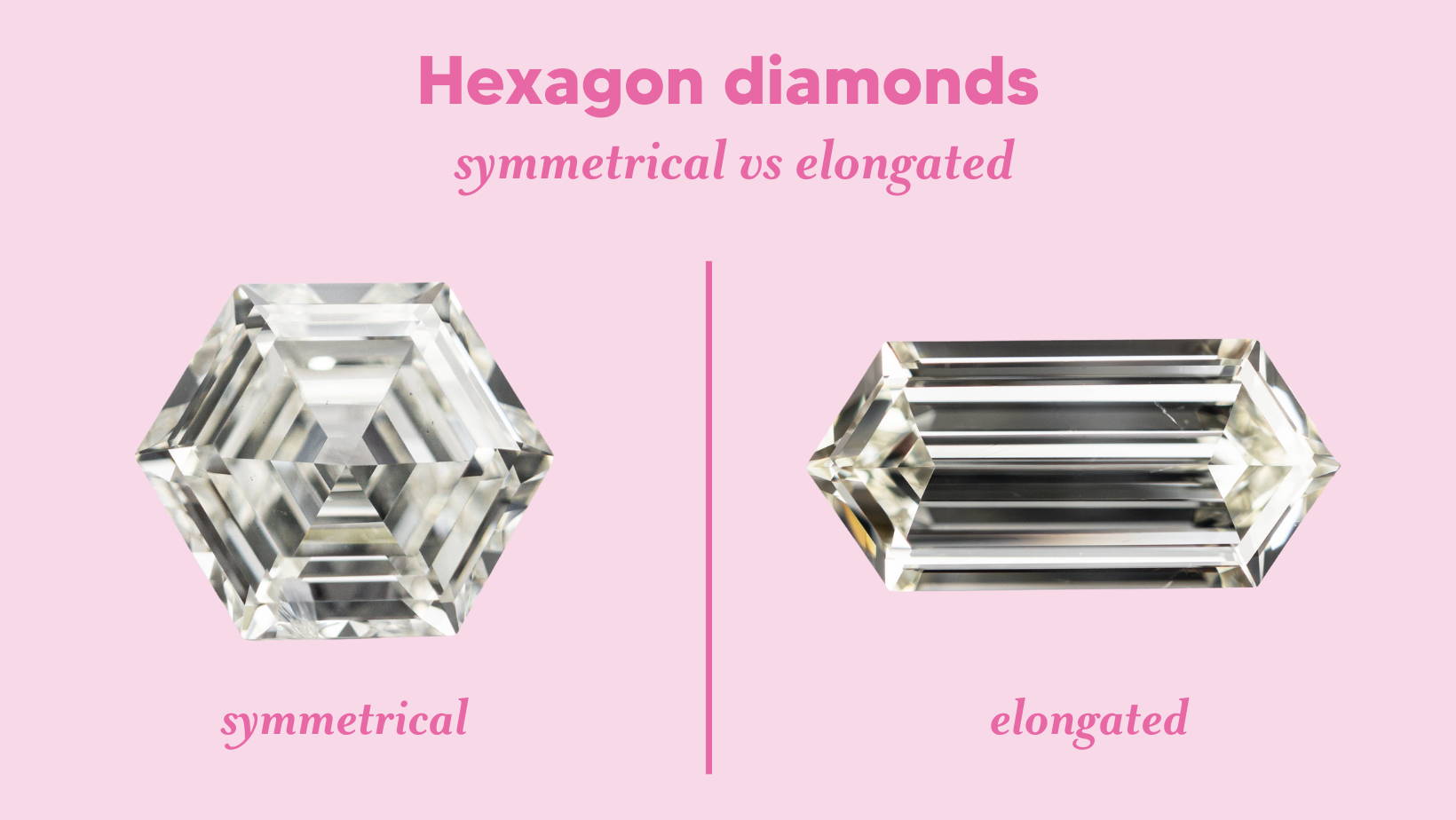 symmetrical vs elongated hexagon diamonds
