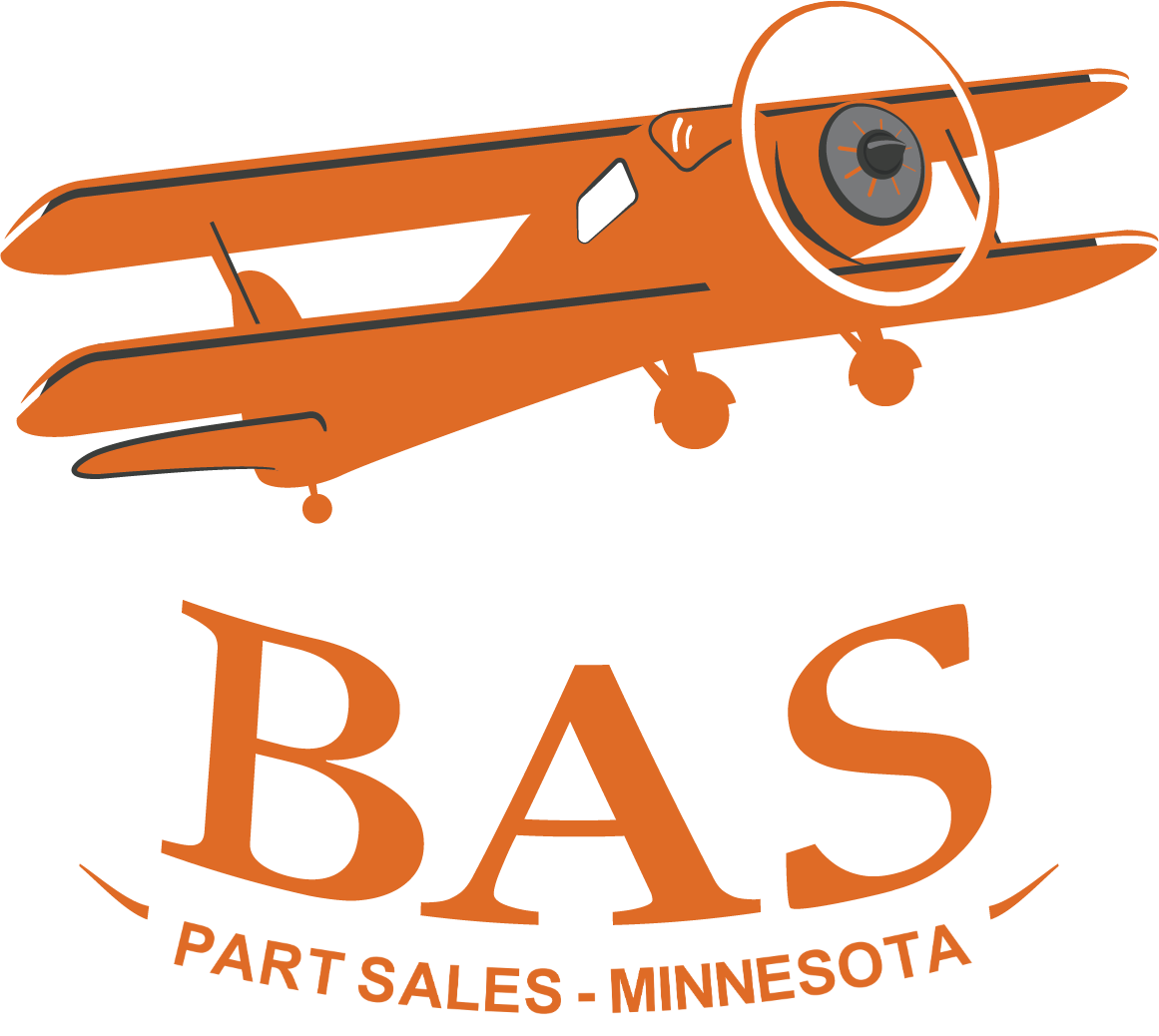 Logo of BAS featuring an orange biplane and text 