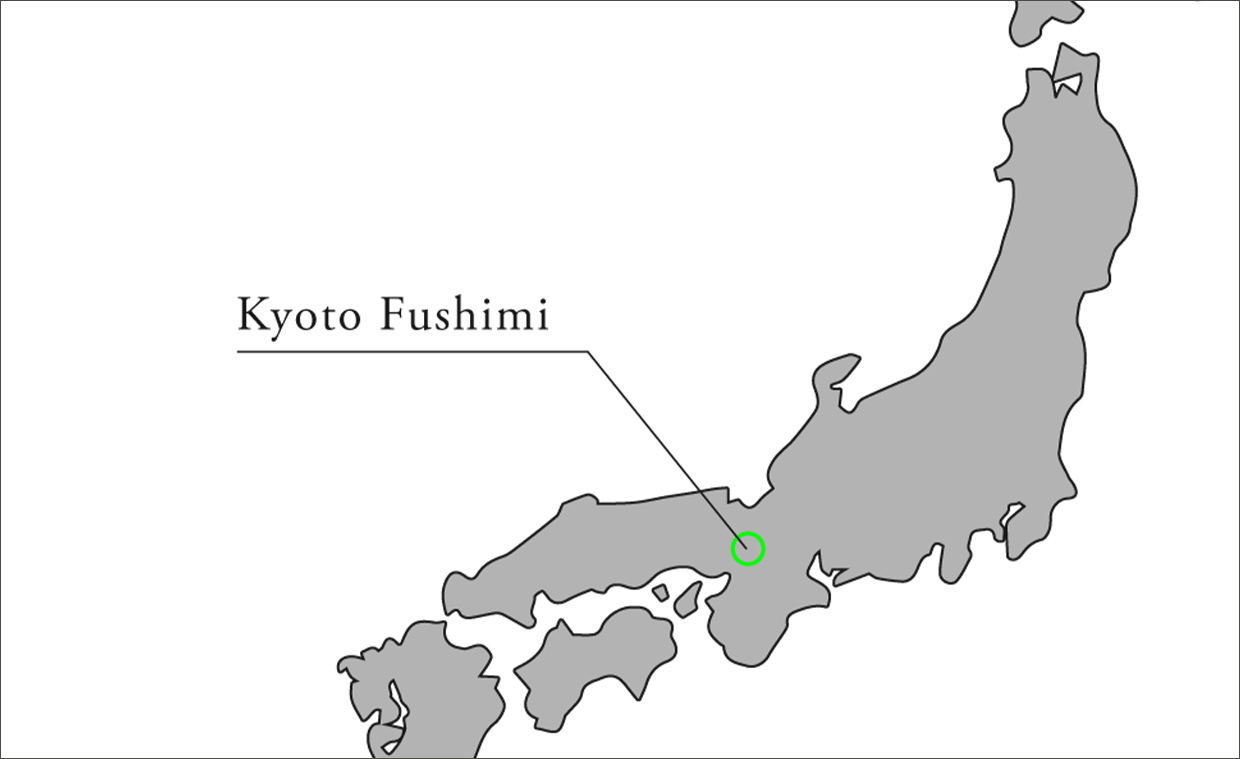 Map highlighting Kyoto Fushimi location in Japan.