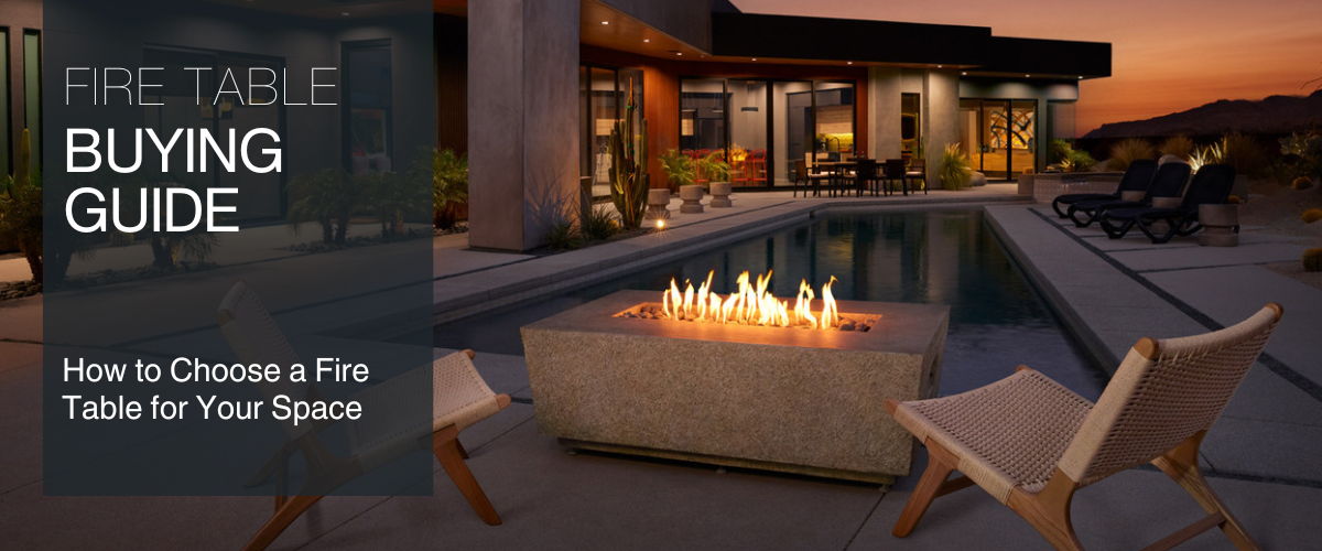Fire table buying guide with outdoor seating and a lit fire feature.