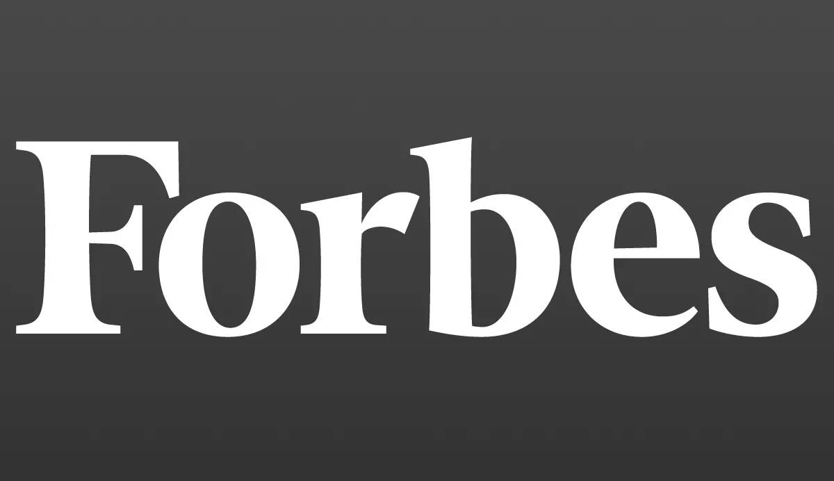 Forbes logo: bold white text over black background