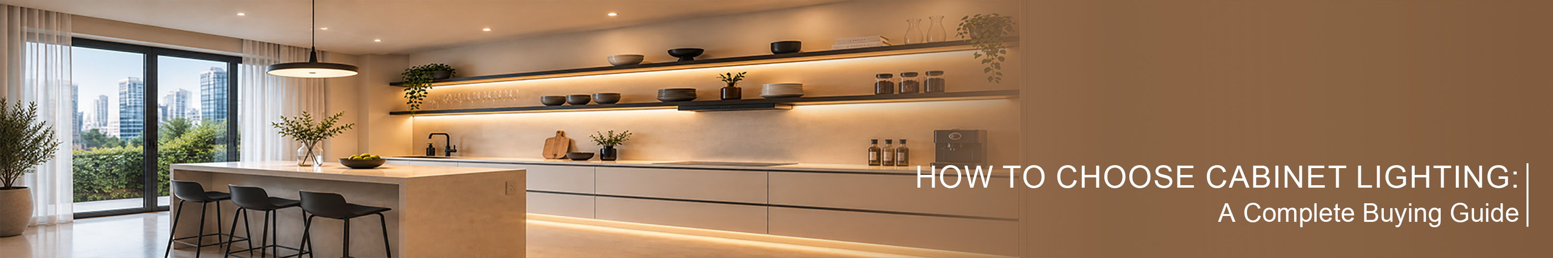 Modern kitchen cabinet lighting with illuminated shelves and under cabinet lights for cabinet lighting buying guide
