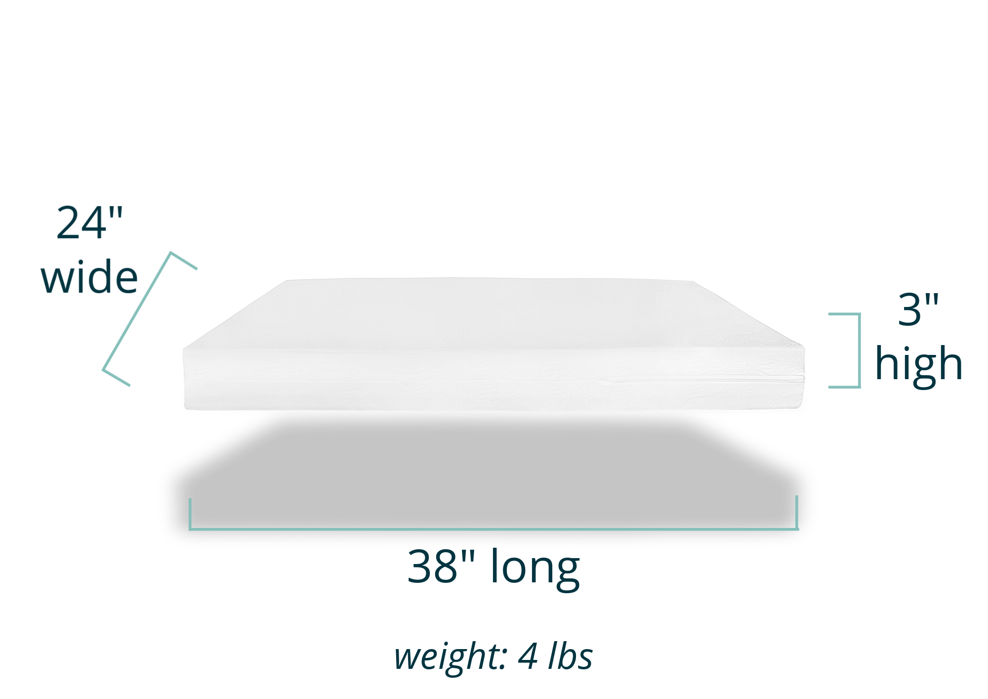 Basics Mini3 mini crib mattress showing dimensions of 24