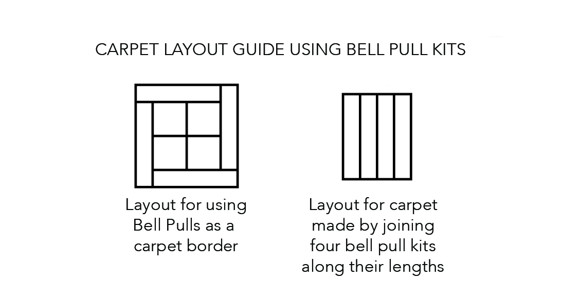 Graphic showing carpet layout options for bell pull kits