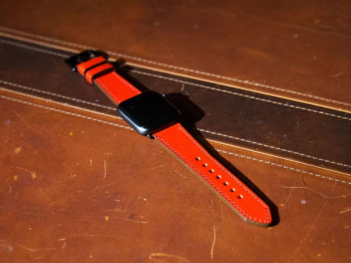 red leather apple watch band 44mm