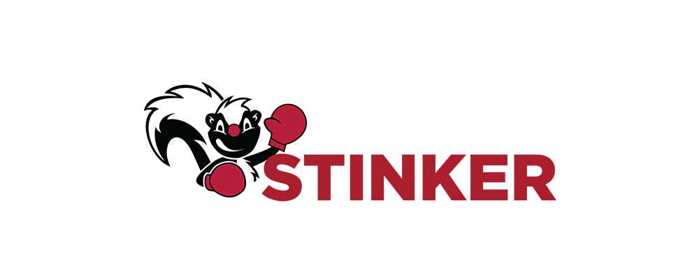 Logo of Stinker with a cartoon skunk illustration.