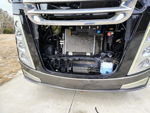 Front engine compartment open panel black air horn trumpets radiator chrome headlights Gary's 2022 Thor RV Challenger 37DS Shocker XL train horn kit gallery photo 4