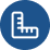 White ruler icon on a blue circular background.