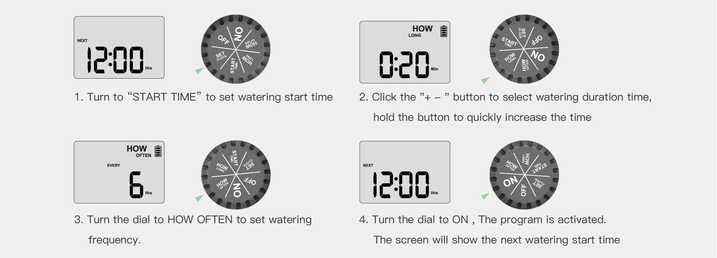 RainPoint sprinkler hose Four steps operating