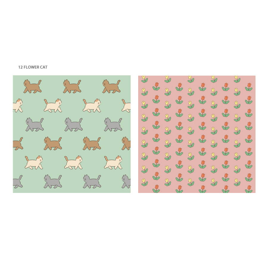 Flower cat - Monologue daily illustration decorative paper set